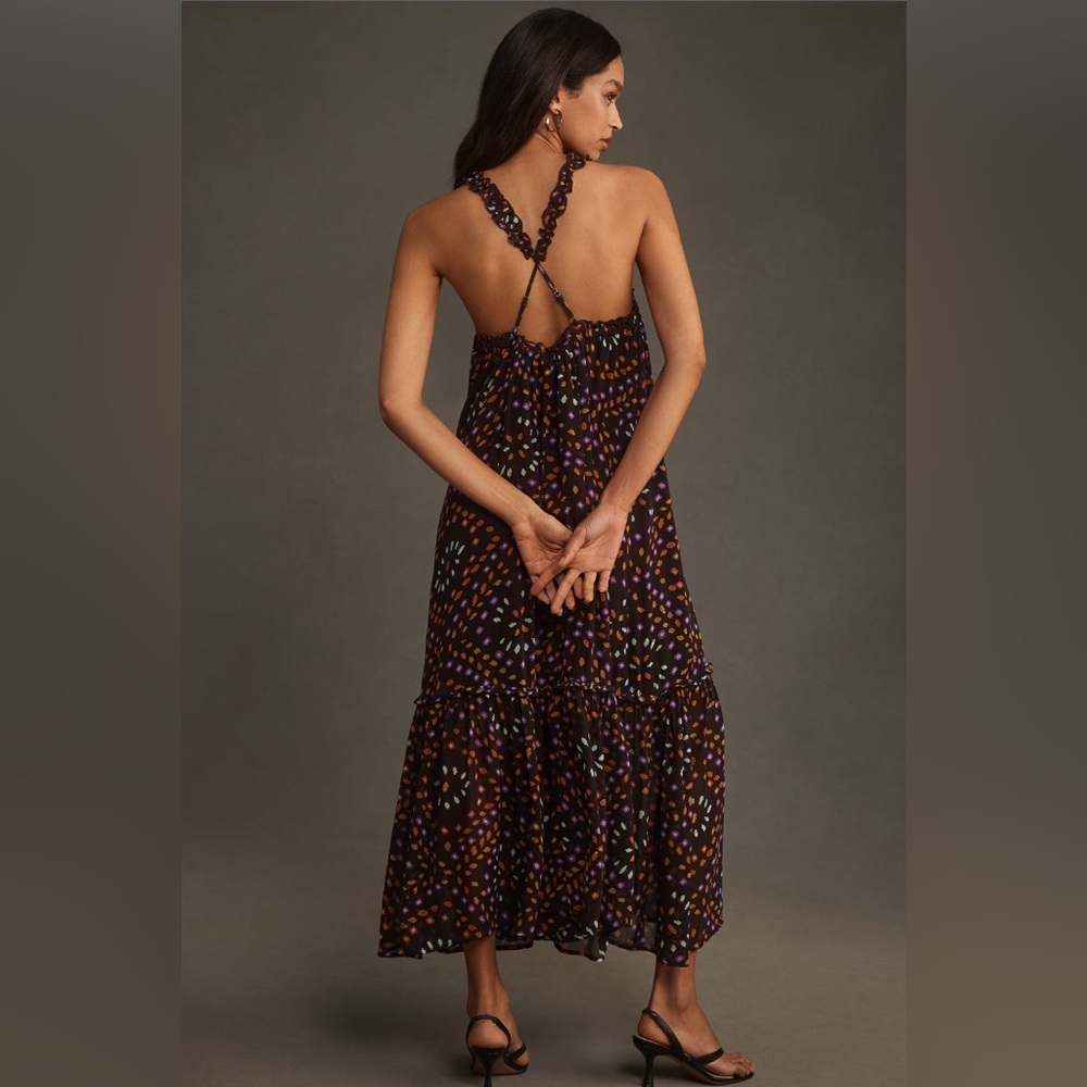 ✨ Anthropologie Sleeveless Chiffon Midi Dress M - Picture 2 of 5